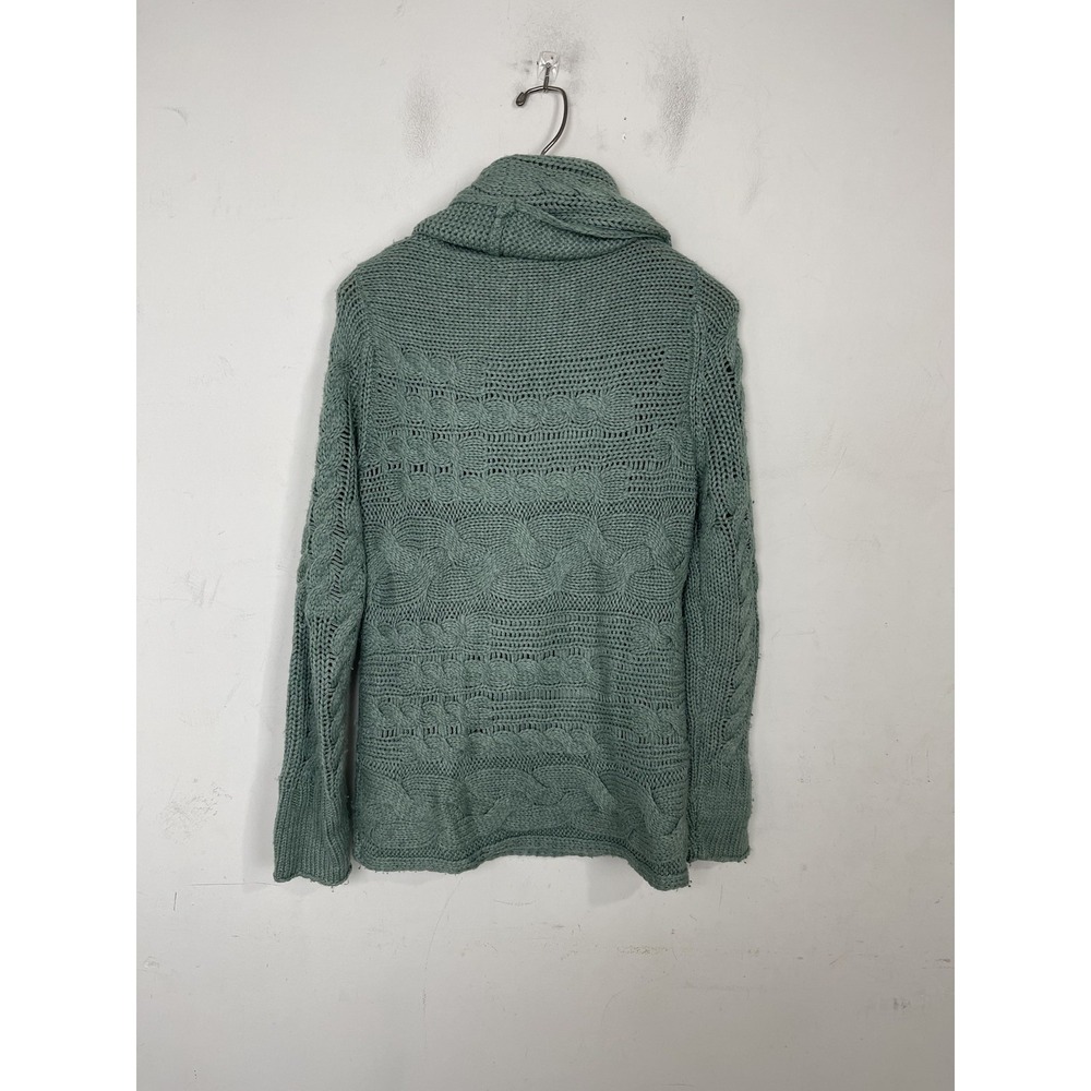Banana Republic Womens S Green Cable Knit Cowl Neck Pullover Sweater‎